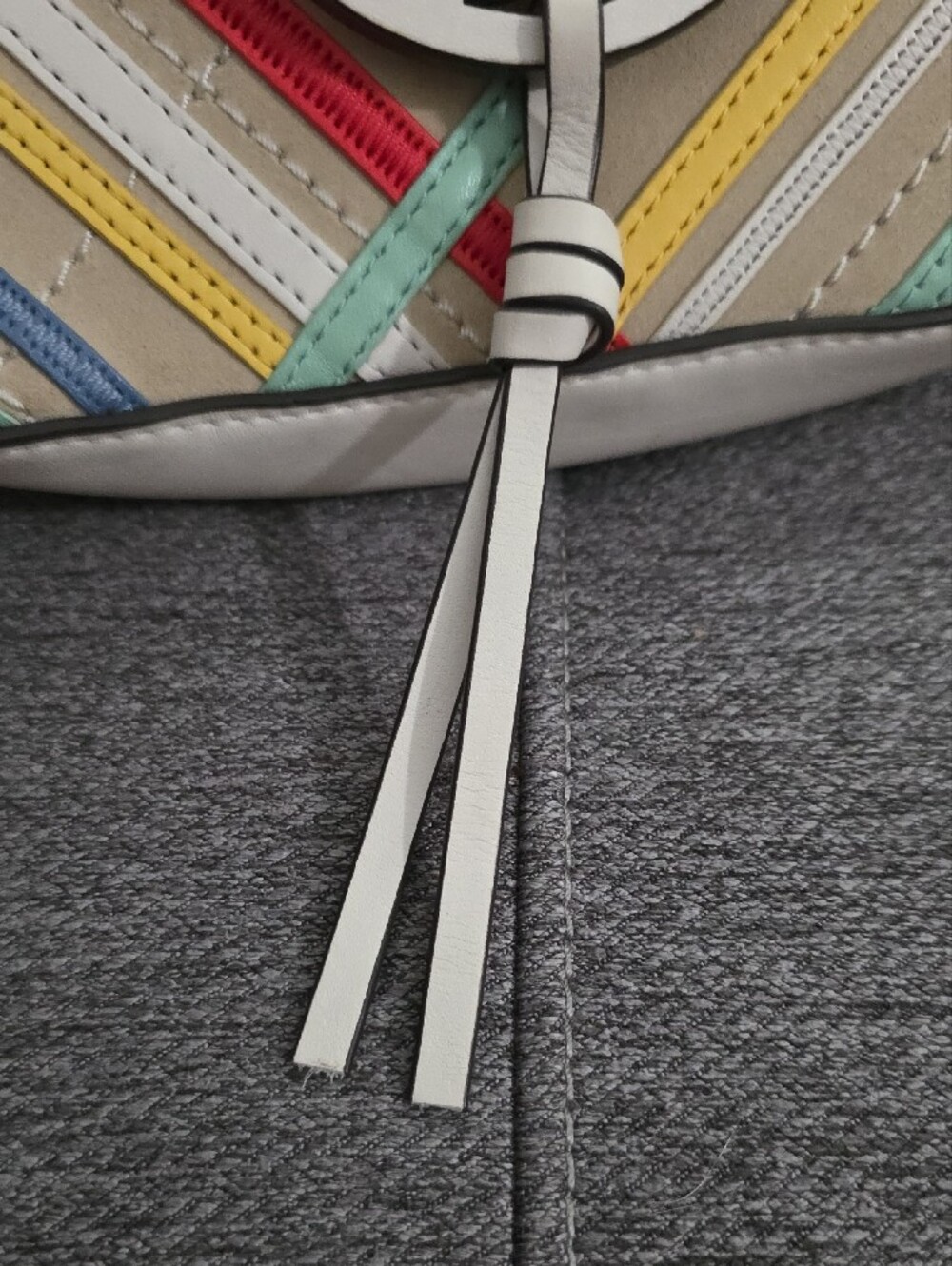 Tory Burch Cream Crossbody with Multicolor Diagonal Stripes - Picture 3 of 16